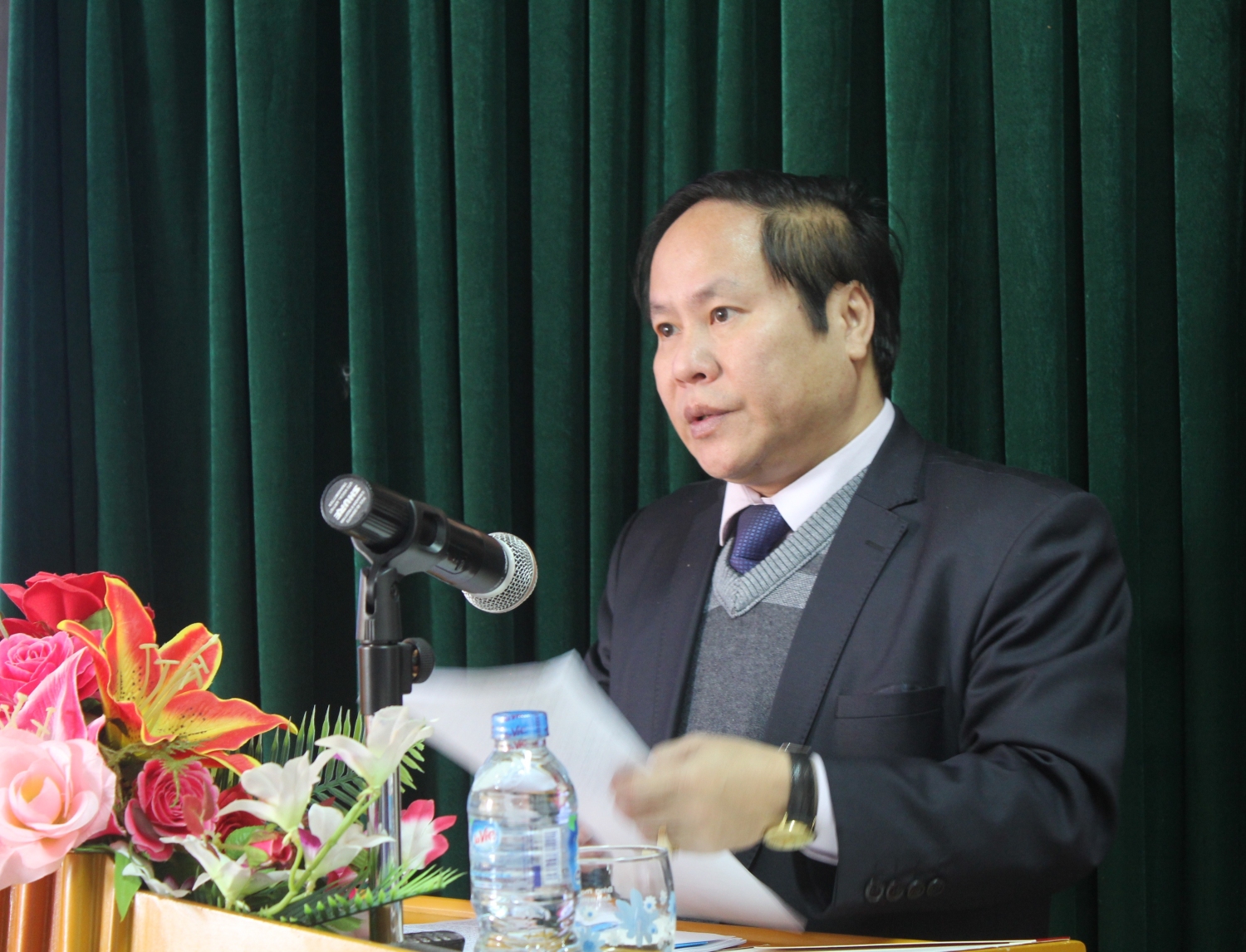 Đ/c Tống Thanh Hải, Uỷ viên BTV Tỉnh ủy - Phó Chủ tịch Thường trực UBND tỉnh phát biểu chỉ đạo Hội nghị