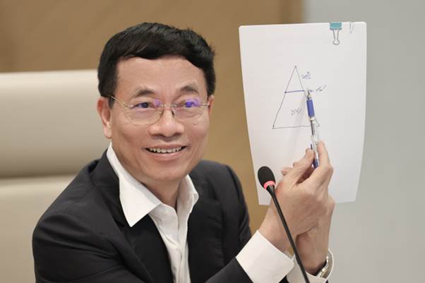 Bộ trưởng Khoa học Công nghệ Nguyễn Mạnh Hùng trong buổi làm việc với Khối đổi mới sáng tạo, thuộc Bộ, ngày 24/3. Ảnh: LAD